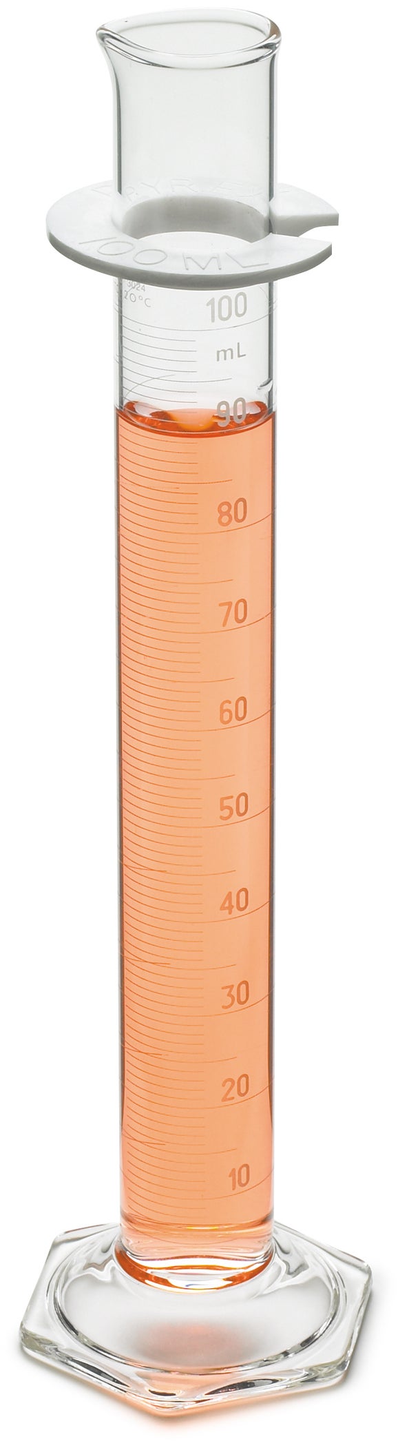 Cylinder, graduated, 250 mL +- 1. 4 mL, 2.0 mL divisions (white markings)