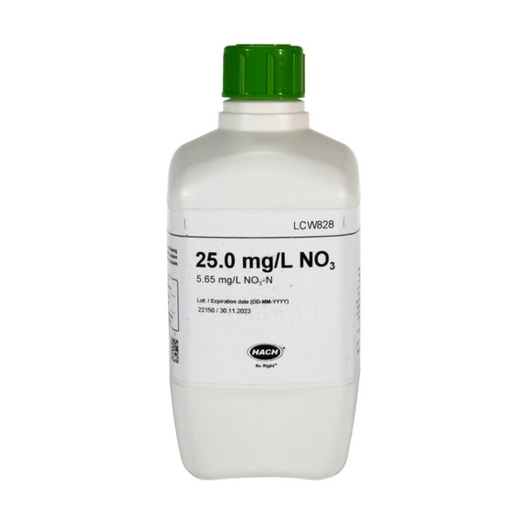 Πρότυπο νιτρικών, 25 mg/L NO₃ (5,65 mg/L NO₃-N), 500 mL