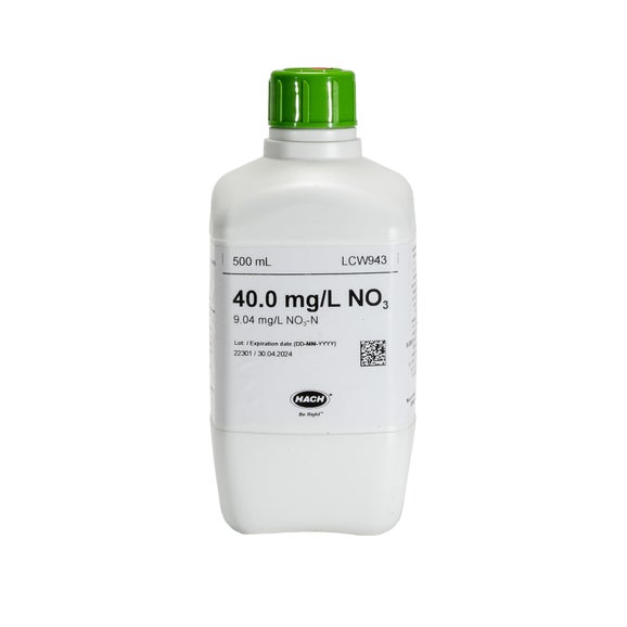 Πρότυπο νιτρικών, 40 mg/L NO₃ (9,04 mg/L NO₃-N), 500 mL